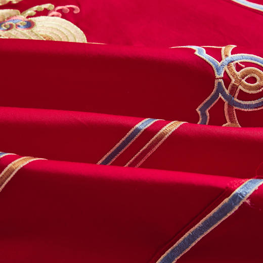 利路米新款寓意美好祥瑞浪漫婚庆纯棉缎纹绣花六件套 商品图2