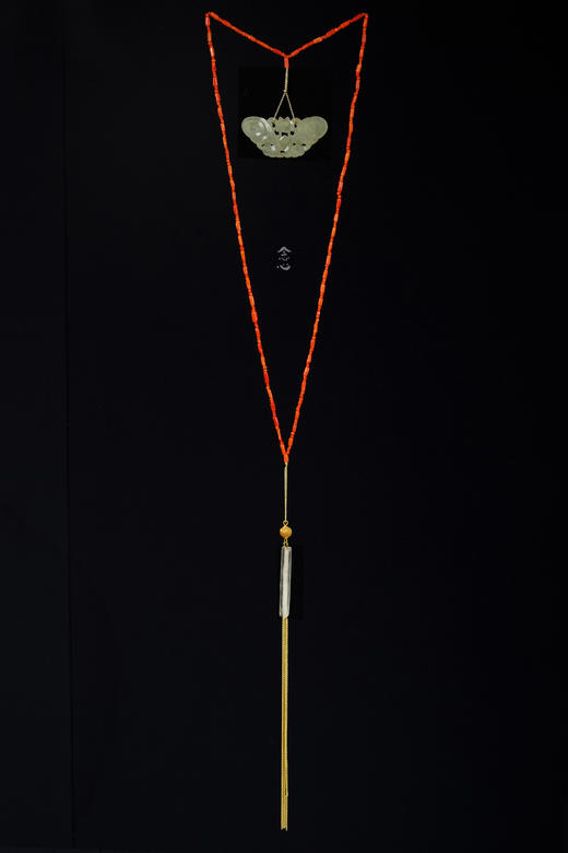 项链 | 清代和田玉蝴蝶珊瑚管老水晶项链【独】 商品图1