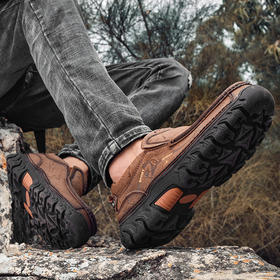 【服饰鞋包】男士休闲皮鞋大码厚底男士户外运动鞋增高牛皮工装男皮鞋