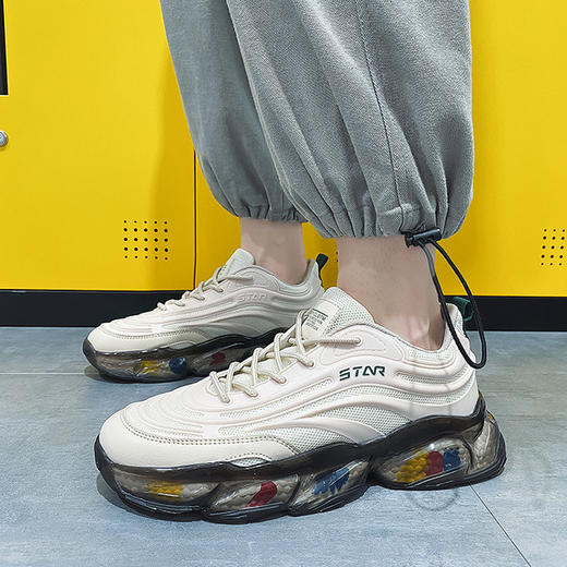 【服饰鞋包】老爹鞋男秋季新款网面男运动鞋潮流学生厚底爆米花休闲跑步鞋 商品图0