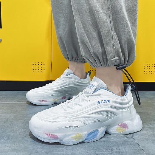 【服饰鞋包】老爹鞋男秋季新款网面男运动鞋潮流学生厚底爆米花休闲跑步鞋 商品图1