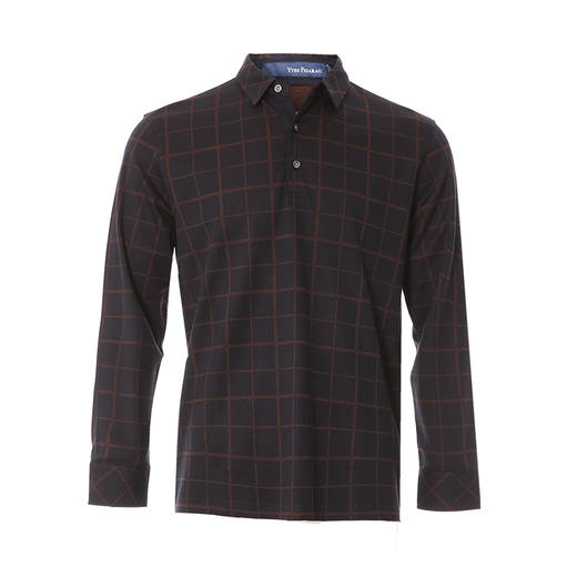 YvesFigarau伊夫·费嘉罗秋冬男士格纹舒适商务职场休闲长袖T恤920913 商品图2