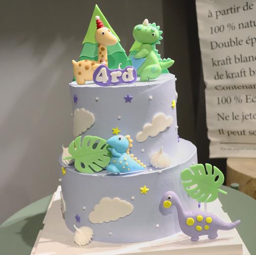 恐龙-双层奶油水果蛋糕（提早2天预定） 商品图0