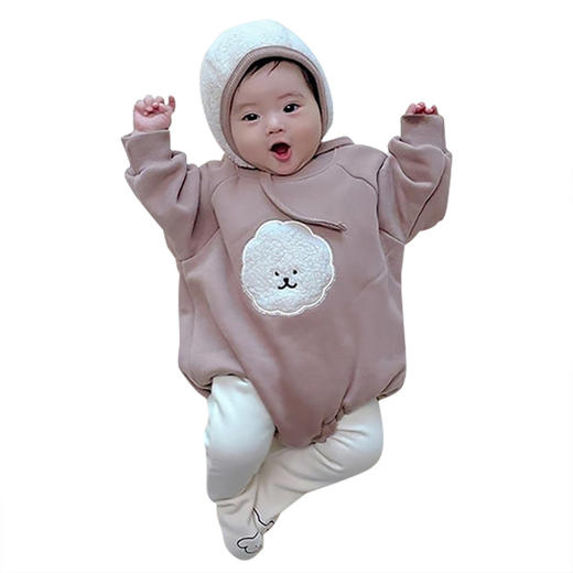 婴儿连体衣服长袖男童秋新生儿女宝宝秋冬卫衣加绒包屁衣三角爬服 商品图4