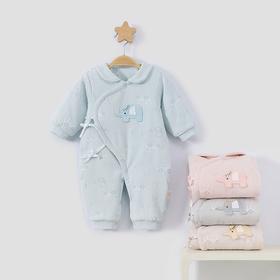 新生儿衣服宝宝女长袖连体衣秋冬夹棉加厚卡通哈衣棉服男秋季爬服