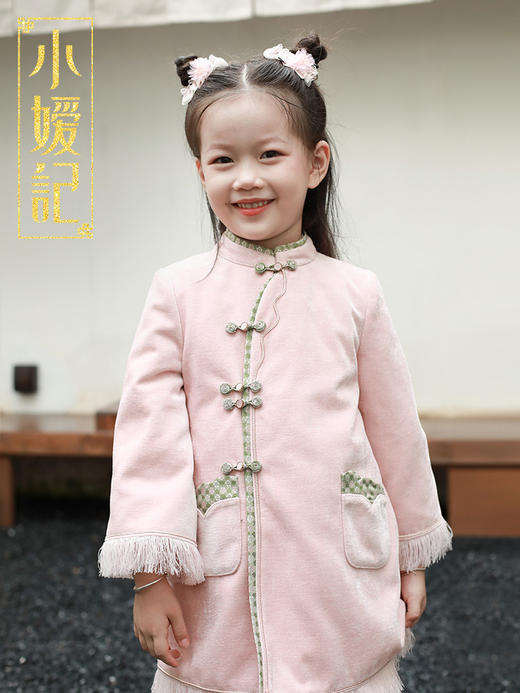 非质量问题不退换哦~小嫒記 女童毛呢外套秋装改良唐装洋气新款国风童装大衣-豆蔻 商品图6