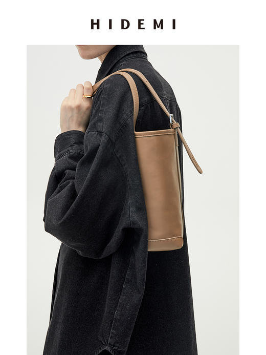 HIDEMI小酌红酒包（设计感水桶包小号） 酒红/卡其 商品图7