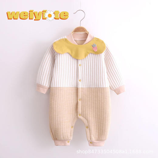 宝宝连体衣服保暖棉新生儿睡衣网红婴儿女装男哈衣外出超萌 商品图0