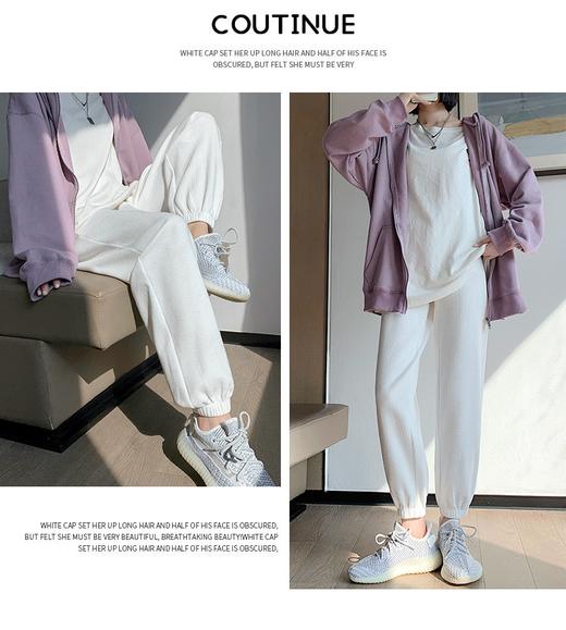 【炸街好物 潮流卫裤】华夫格卫裤 时尚百搭 精选面料 柔软质地 松紧带腰头抽绳设计 运动时尚感 穿脱方便 束脚显瘦 经典百搭 商品图3