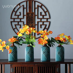 马蹄莲仿真花假花酒店包厢客厅餐桌摆花定制花艺套装中式摆设摆件