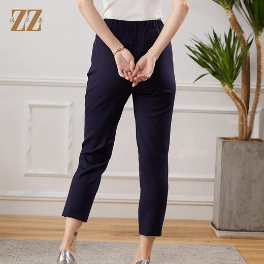 佐尔美2021秋季新款 气质休闲百搭蓝色卡其色长裤女E13KC12 商品图4