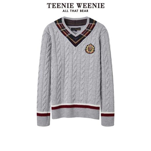 TeenieWeenie小熊V领针织衫套头毛衣外穿叠穿学院风韩版显瘦女冬TTKW214910P 商品图5