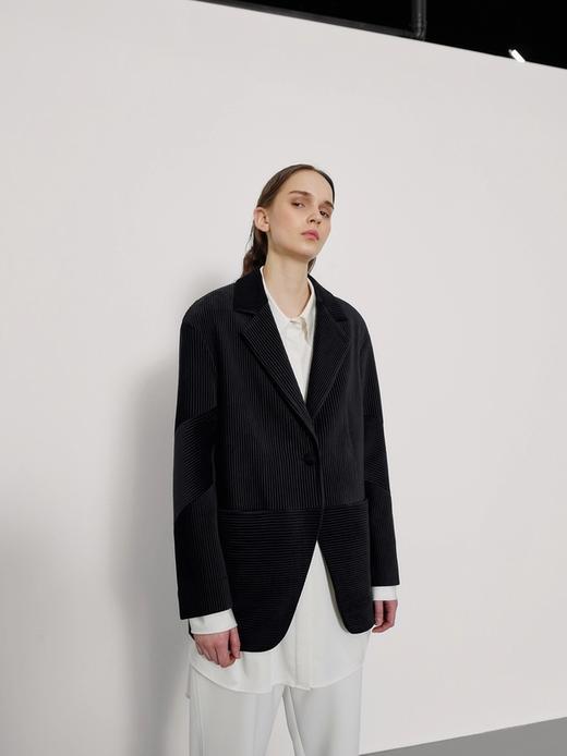 丝绒压褶直筒西服 商品图0