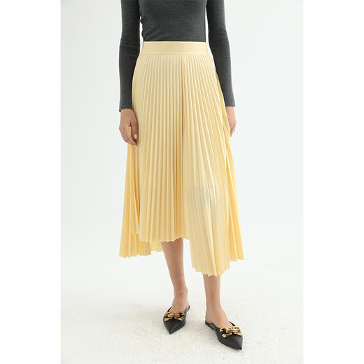 HeyDress不规则半身裙女高腰小众设计感半裙百搭中长款百褶裙 商品图3