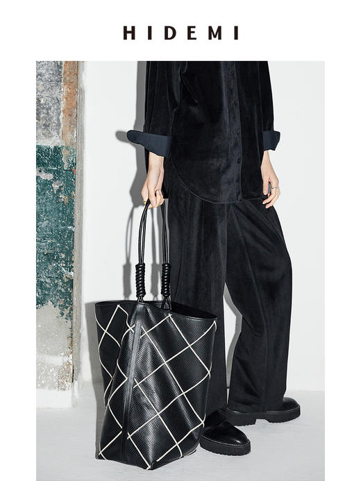 HIDEMI设计感水桶包大号 限量黑白编织 商品图9