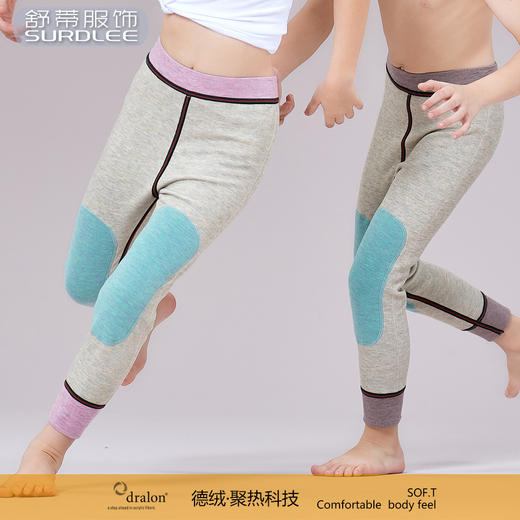 21款秋冬儿童双层德绒加厚中大童护膝海藻贴片保暖羊绒打底裤 商品图0