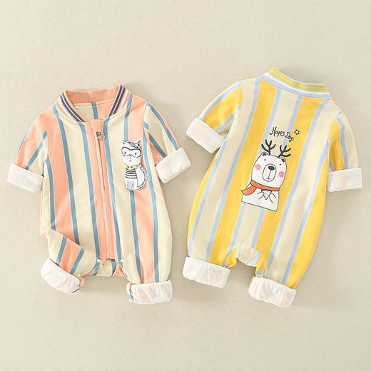 小熊印花款婴童连体衣春秋装棒球外出爬服男童潮 新品上新 商品图0