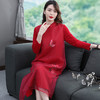 上海旗袍厂KDS-2167主推款喜婆婆酒红色婚宴装2021秋冬中国风宽松显瘦长袖裙子 商品缩略图2