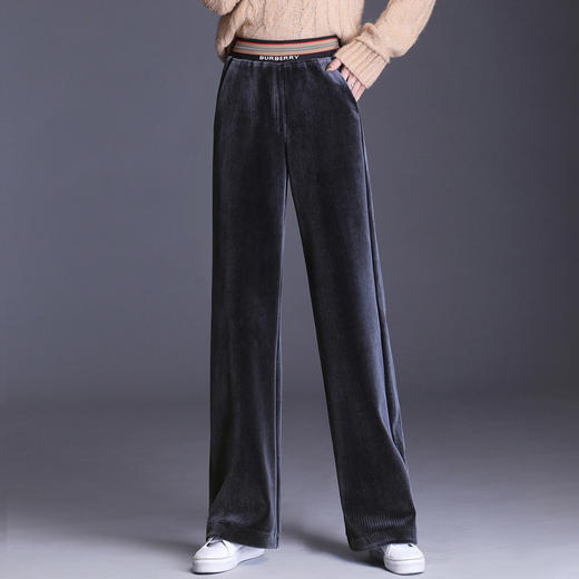 简约休闲时尚直筒裤松紧腰纯色修身阔腿裤气质长裤  TY-KYL-10123-L 商品图1