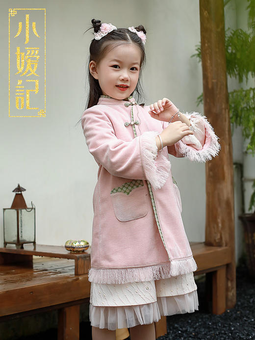 非质量问题不退换哦~小嫒記 女童毛呢外套秋装改良唐装洋气新款国风童装大衣-豆蔻 商品图0