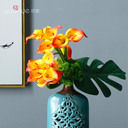 马蹄莲仿真花假花酒店包厢客厅餐桌摆花定制花艺套装中式摆设摆件 商品图3