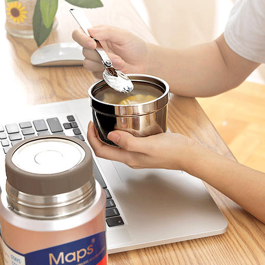 MAPS（美派斯） 高真空全钢便携焖烧杯（食品级316不锈钢内胆）配保温布袋MS06-600 商品图1