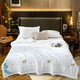 【紫韵家纺】蝶恋舞牛奶蛋白被形象蓝色方型盒