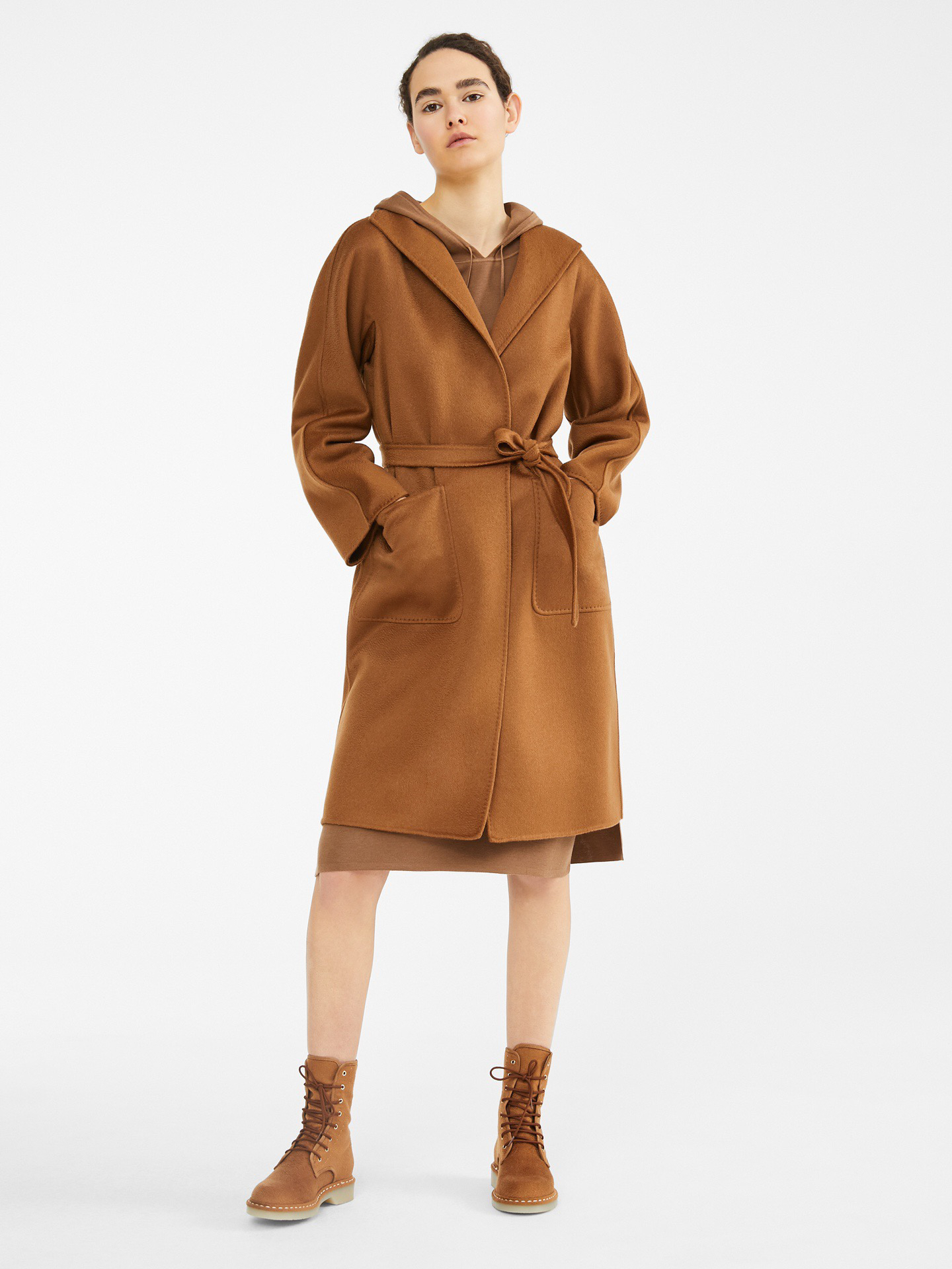 m家多色纯羊绒水波纹大衣lilia