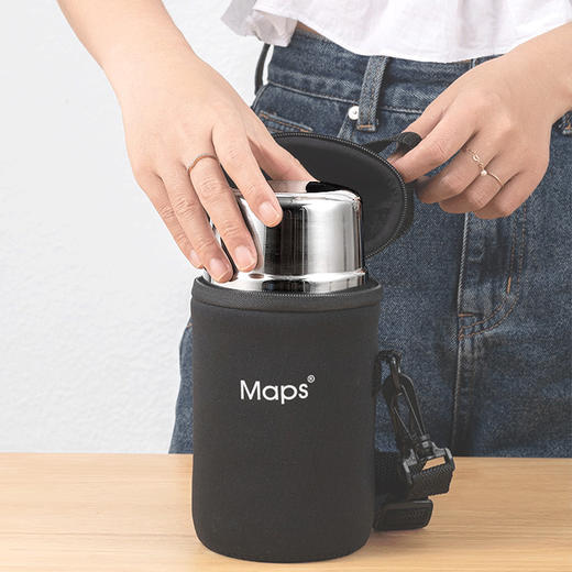 MAPS（美派斯） 高真空全钢便携焖烧杯（食品级316不锈钢内胆）配保温布袋MS06-600 商品图2