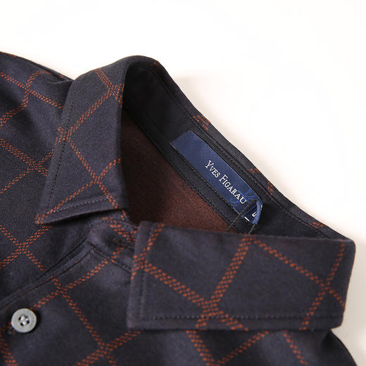 YvesFigarau伊夫·费嘉罗秋冬男士格纹舒适商务职场休闲长袖T恤920913 商品图4