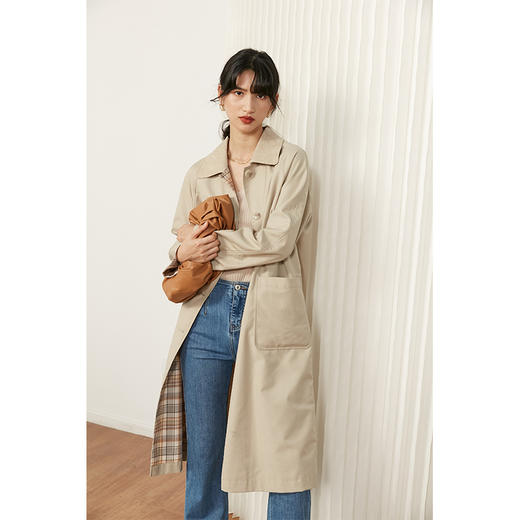 HeyDress法式复古风衣女中长款新款简约气质设计感外套 商品图0