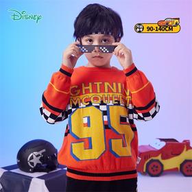 迪士尼麦昆赛车酷炫男童春秋新款宝宝针织保暖套头毛衣