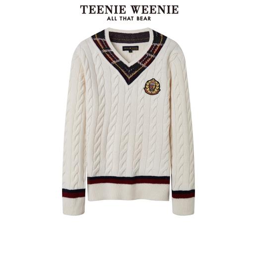 TeenieWeenie小熊V领针织衫套头毛衣外穿叠穿学院风韩版显瘦女冬TTKW214910P 商品图4