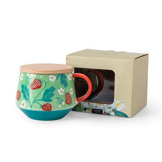 JOYYE卓艺单品花路杯(配木盖)TFC0119014ins风陶瓷杯马克咖啡杯杯大容量 商品图3