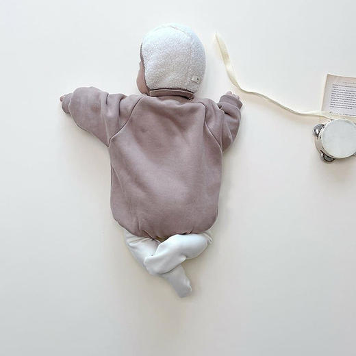 婴儿连体衣服长袖男童秋新生儿女宝宝秋冬卫衣加绒包屁衣三角爬服 商品图1