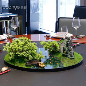 新中式酒店餐桌花摆花高端仿真花包厢转盘微景观摆设件圆桌装饰花