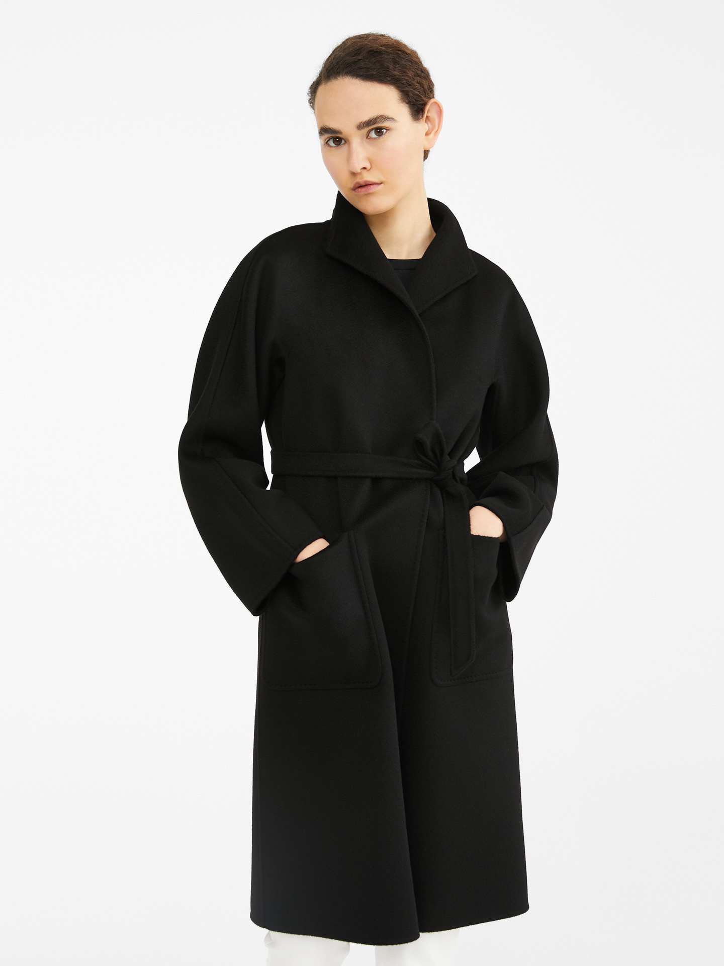 m家多色纯羊绒水波纹大衣lilia