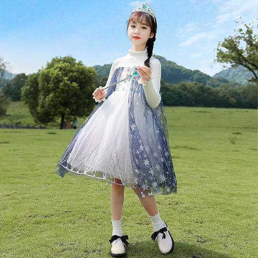 KYM-DM83237时尚洋气半高领长袖针织拼接网纱连衣裙【童装】 商品图0