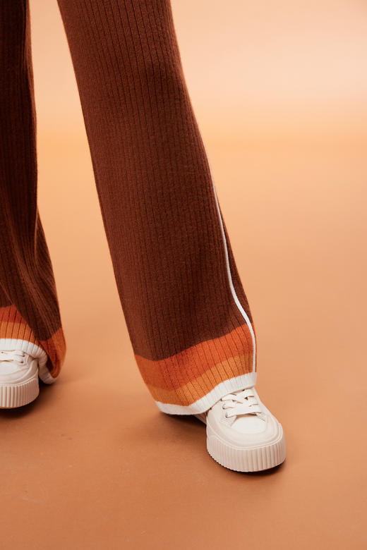  羊绒撞色针织直筒女裤 SJF93K135N 商品图6