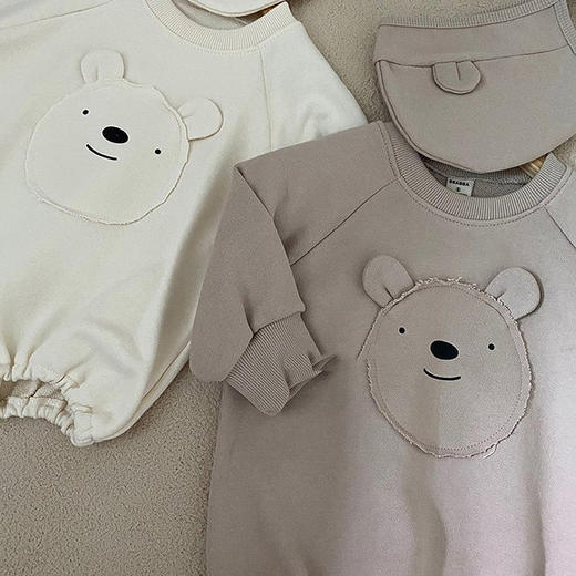 韩版ins春秋新款男宝宝婴幼儿童装卡通熊耳朵带帽连体哈衣爬服 商品图4