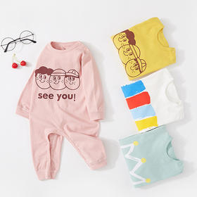 婴幼儿长袖连体衣秋装男新生儿连身衣服纯棉女宝宝哈衣爬服春秋款