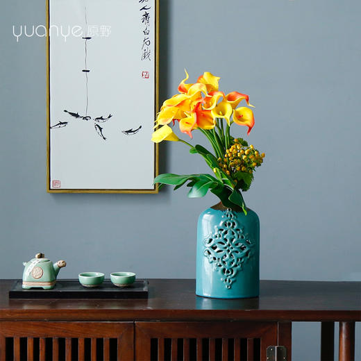 马蹄莲仿真花假花酒店包厢客厅餐桌摆花定制花艺套装中式摆设摆件 商品图1