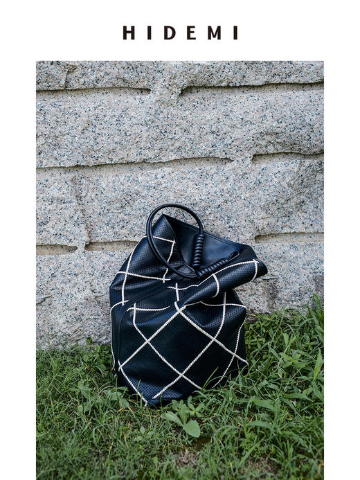 HIDEMI设计感水桶包大号 限量黑白编织 商品图10