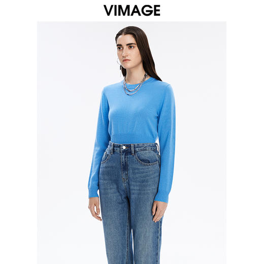 VIMAGE纬漫纪秋季新款时尚简约修身显瘦套头打底毛针织衫针织衫V1601213 商品图2