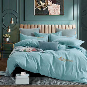 【紫韵家纺】“淡雅风尚”铂金全棉床饰套件墨绿色天地盒