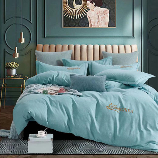 【紫韵家纺】“淡雅风尚”铂金全棉床饰套件墨绿色天地盒 商品图0