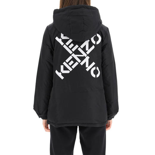 KENZO 高田贤三 双面穿另一面蓝色 箭头标识拉链连帽 女士羽绒服 黑色 FB62 OU085 562 99 商品图2