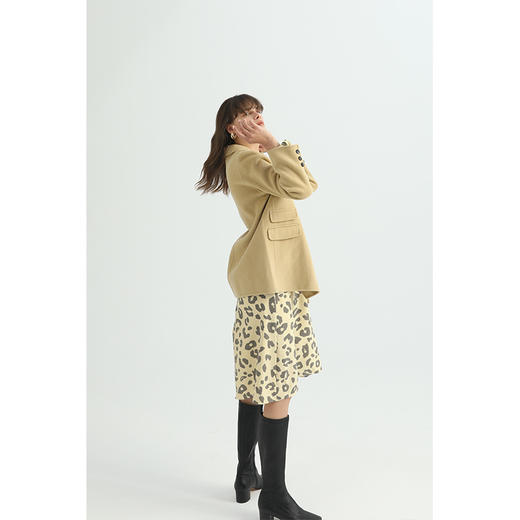 HeyDress豹纹V领连衣裙女收腰显瘦气质中长裙复古灯笼袖裙子 商品图3