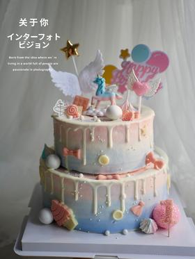 双层蛋糕 独角兽 男孩女孩