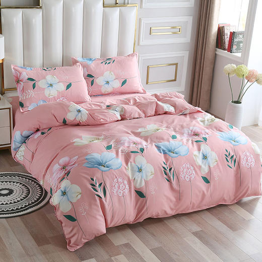 【紫韵家纺】“美丽约定”四件套（粉花）浅咖形象天地盒 商品图1